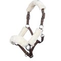 HKM Nylon halter with faux fur Dark brown/middle brown