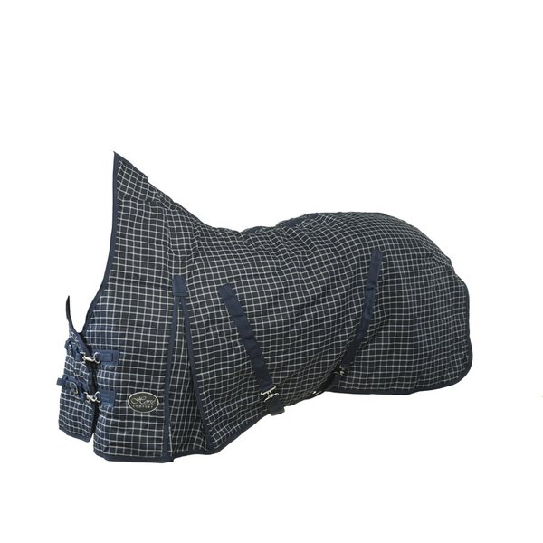 Horse Comfort Stable rug high neck w100g lining navycheck, h.c.
