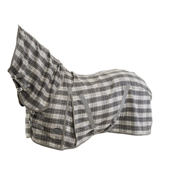 Horse Comfort Wool blanket full neck, grey check - horse comfort