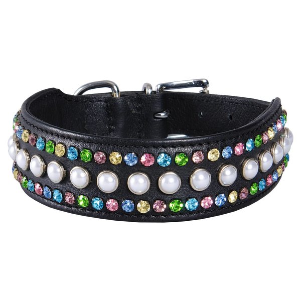 Globus dog collar, c.stones+pearls