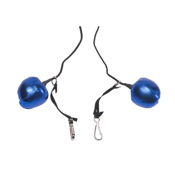 Ear balls with nylon strap w. electric blue plugs