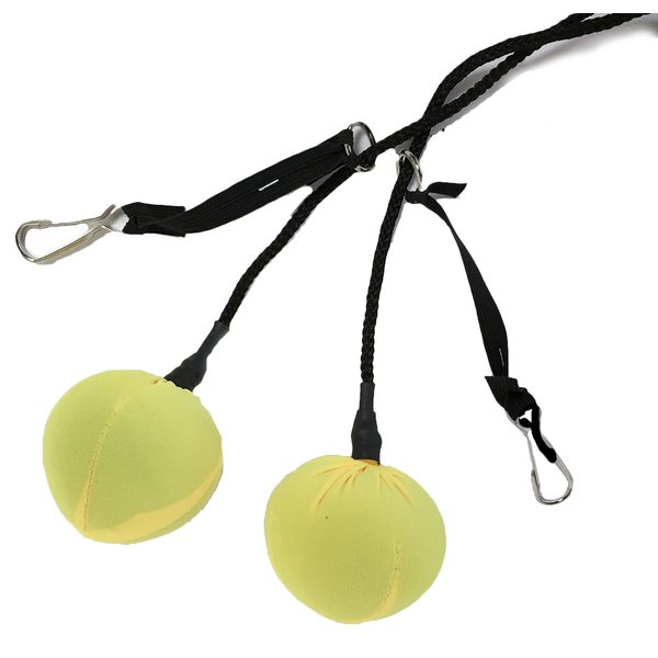 Ear balls with nylon strap and w. yellow earplugs