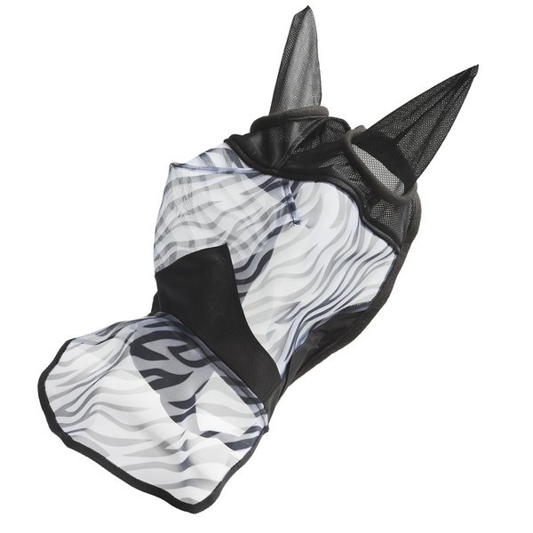 Fly mask zebra with ears and nose cover
