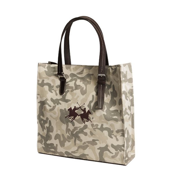 Horse Comfort Shopper bag polo in canvas & leather, army