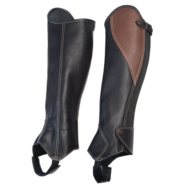 Horse Comfort Half chaps soft black/brown leather, horse comfort