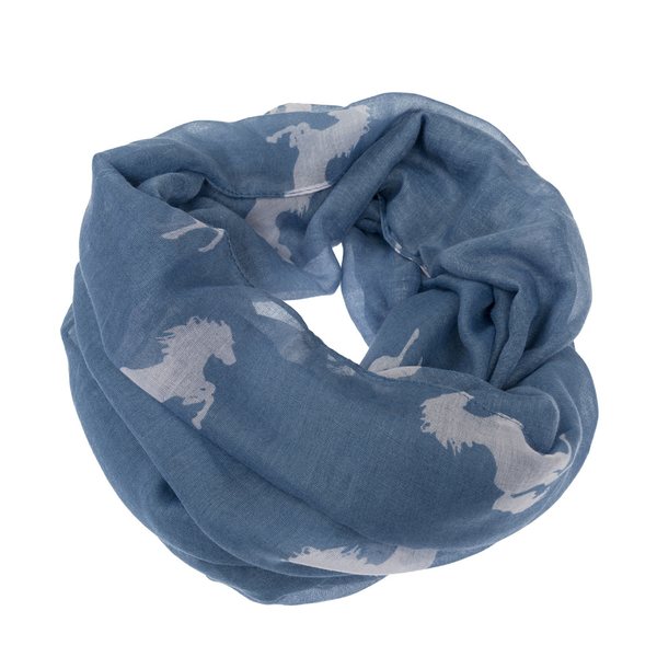 Horse Comfort Scarf with horses jeans blue, horse comfort